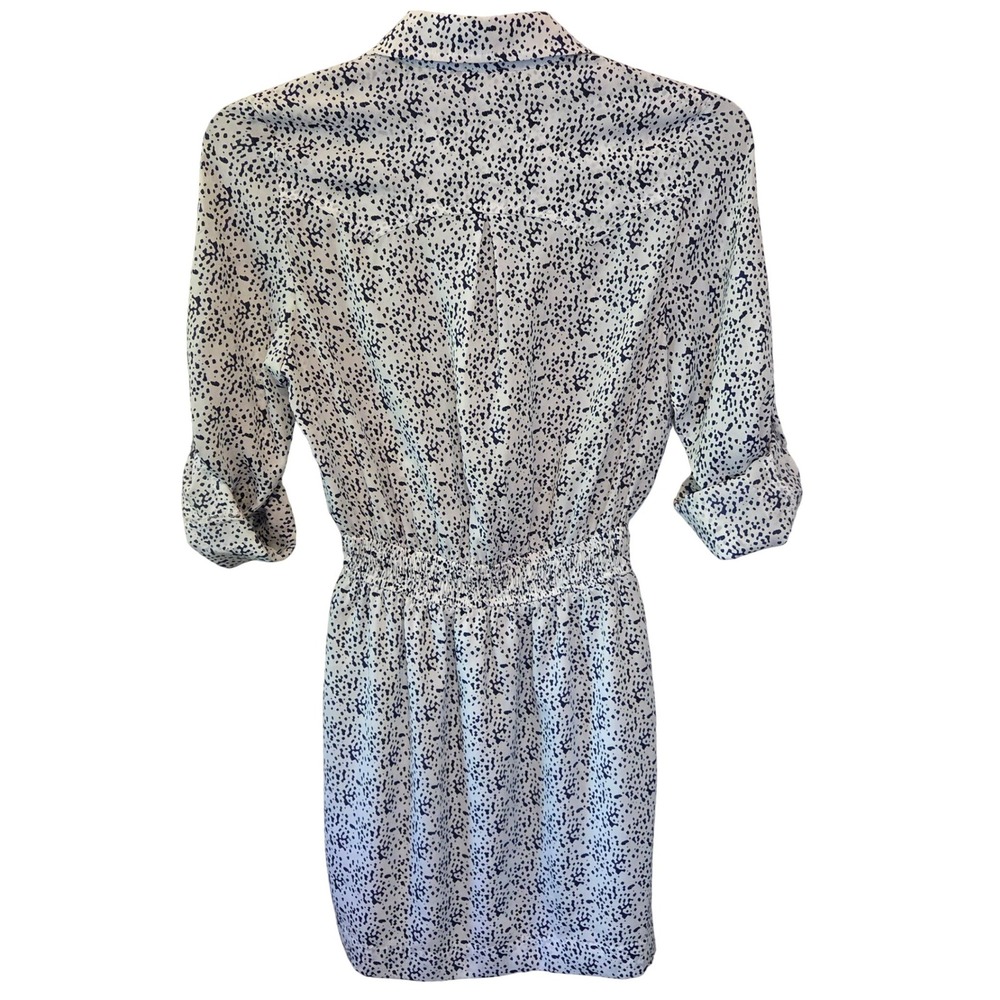BCBGeneration Shirt Dress White Navy Dalmatian Print Pockets Size S - Picture 5 of 10